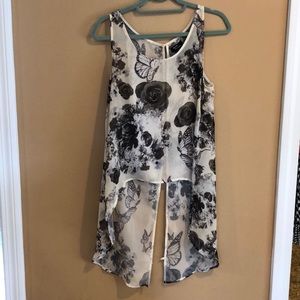 Black and off white butterfly over shirt